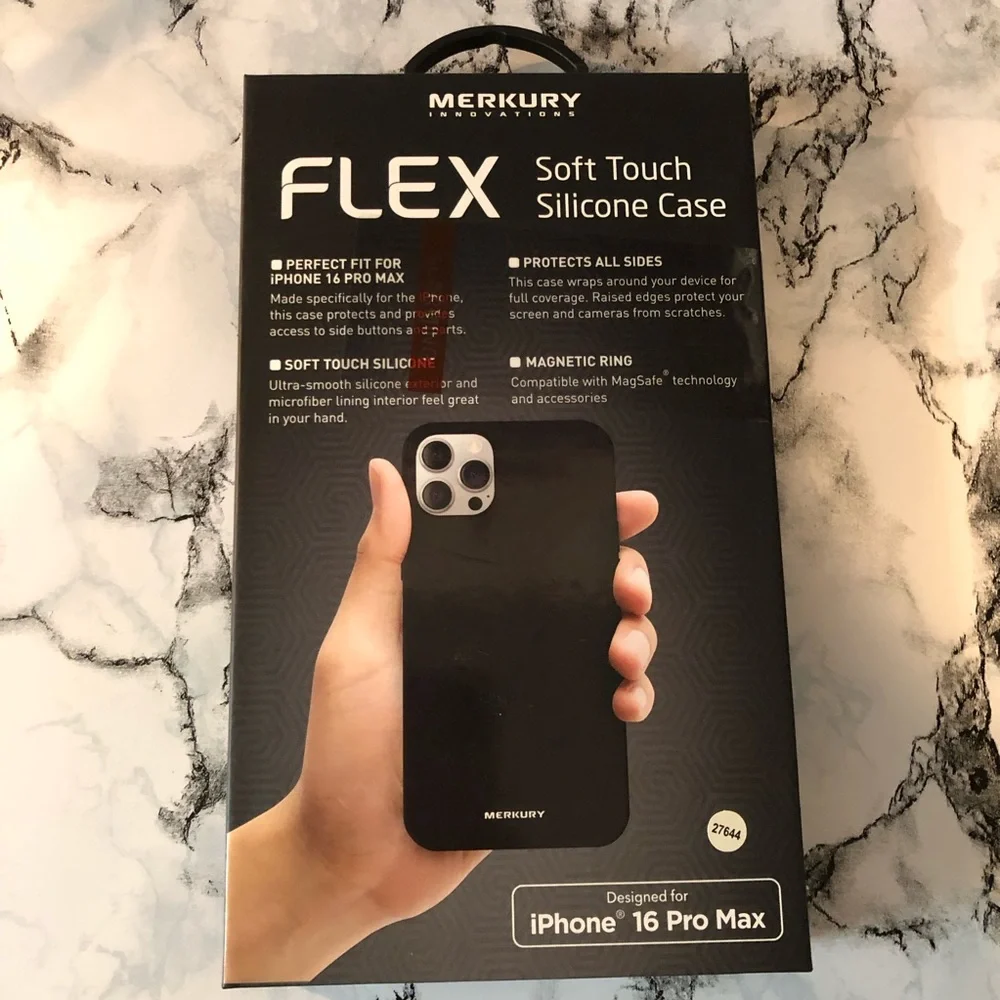Merkury Innovations Flex Soft Touch Silicone Case Black‎ Iphone 16 Pro Max New